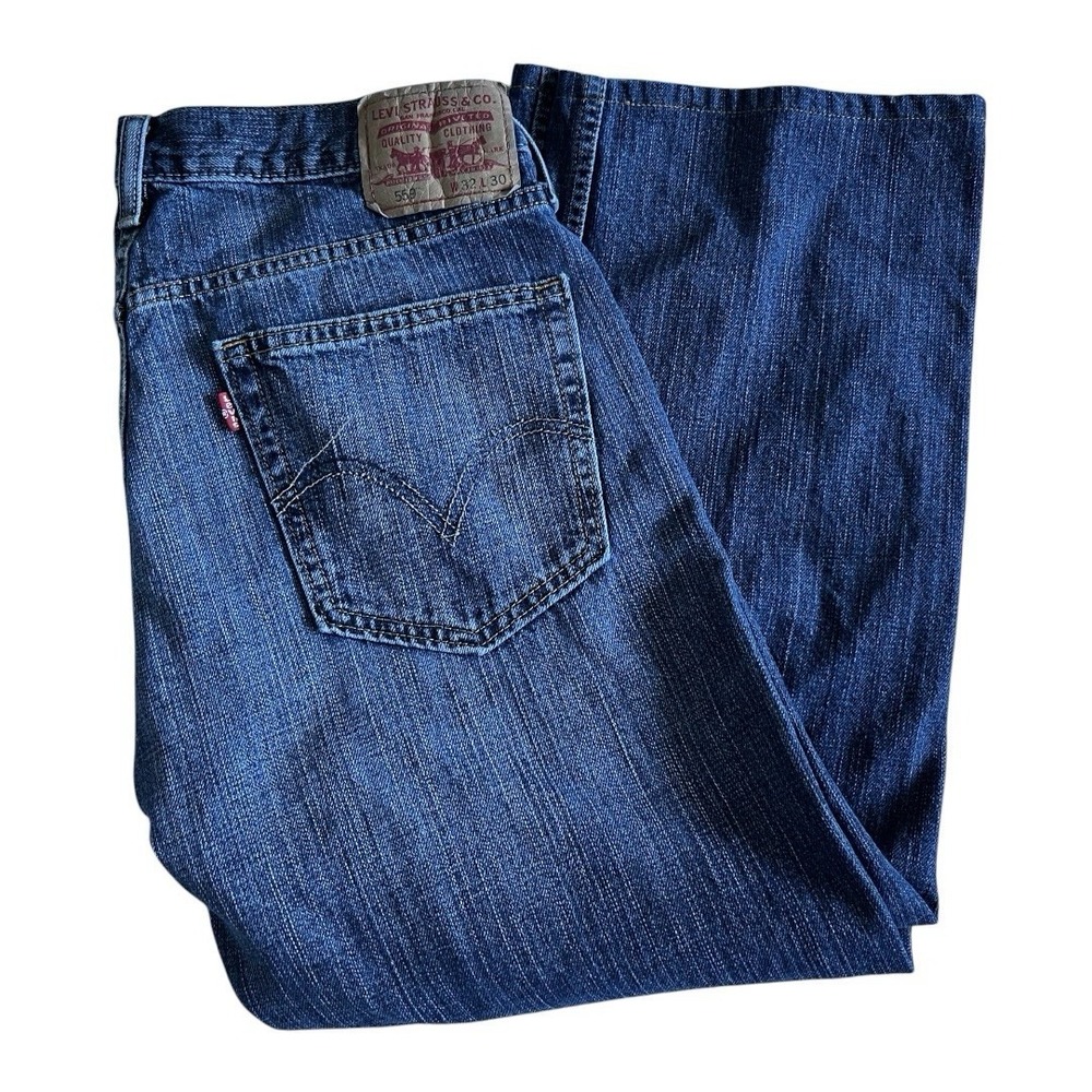 Levis 559 Relaxed Straight Jeans Mens Fits 32x26 Blue Medium Denim 100% Cotton
